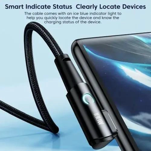 CABLE USB TIPO C 100W 2M CARGA RAPIDA 90° NEGRO - 4