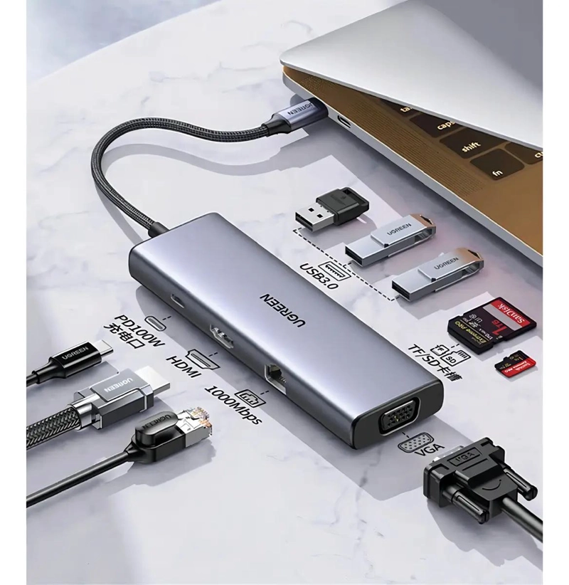 DOCKING STATION USB-C 9 EN 1 CON 3 USB-A 3.0 Y PD - 2