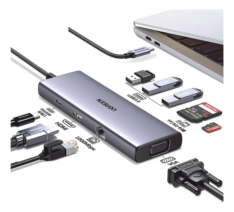 DOCKING STATION USB-C 9 EN 1 CON 3 USB-A 3.0 Y PD - 3