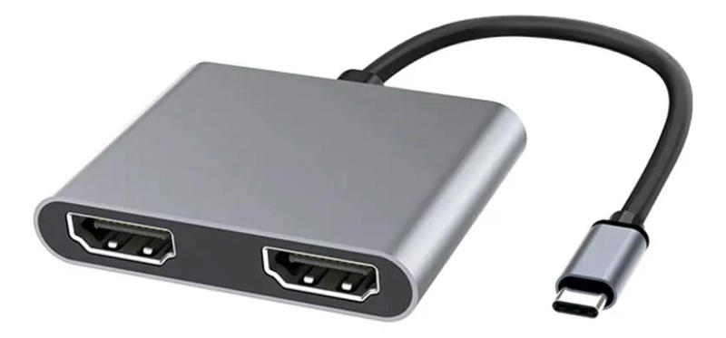 GENÉRICO ADAPTADOR HUB TIPO C 2 EN 1 CON SPLITTER HDMI DUAL 4K 30 