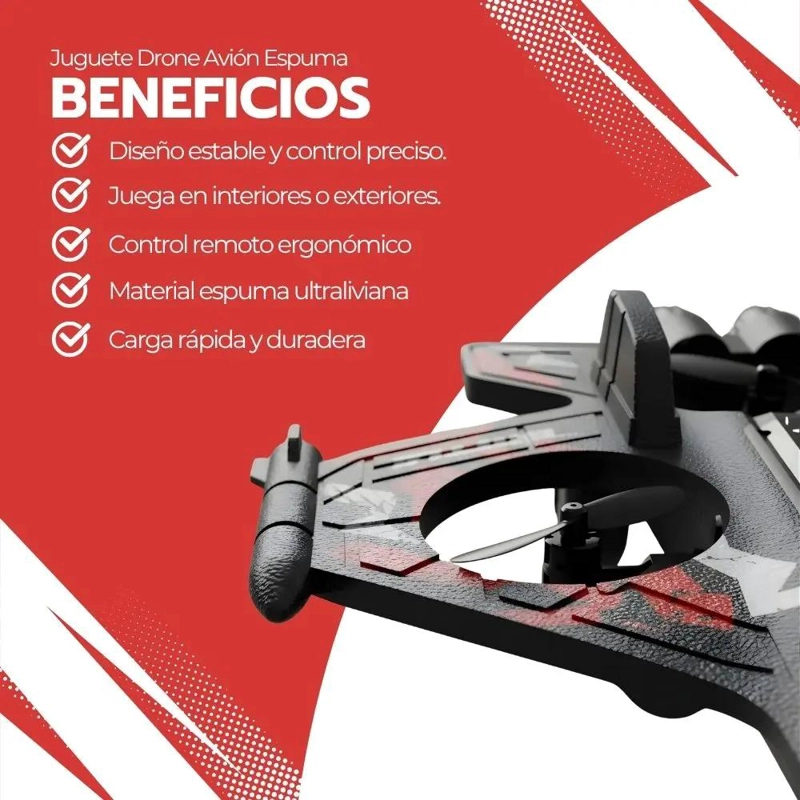 DRONE AVION PLANEADOR DE ESPUMA CON CONTROL REMOTO - 4