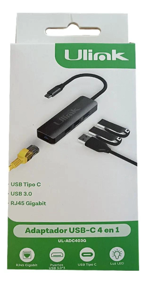ADAPTADOR MULTIPUERTO USB-C 3.0 CON RJ45 4 EN 1 - 2