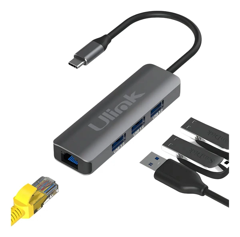 ADAPTADOR MULTIPUERTO USB-C 3.0 CON RJ45 4 EN 1 - 3