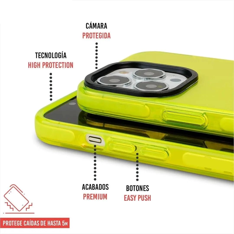 FUNDA FLUORESCENTE DE SILICONA PARA IPHONE CON PROTECCION - 2