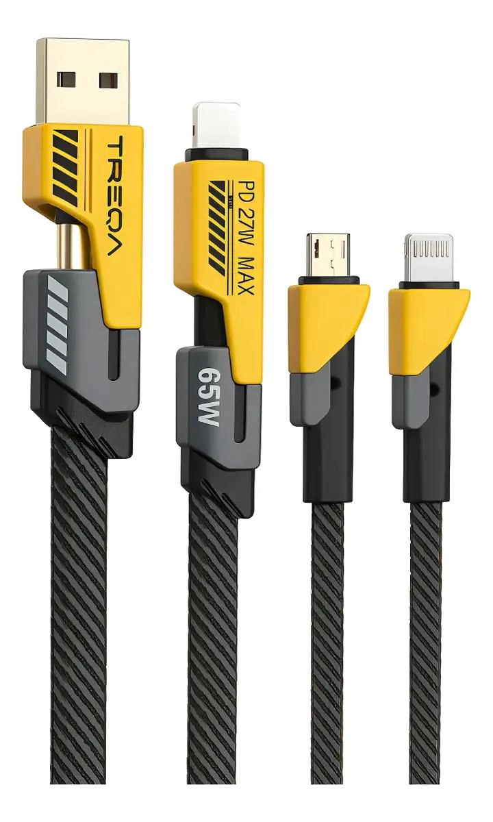 GENÉRICO CABLE DE CARGA Y DATOS 65W 4 EN 1 PARA IPHONE Y ANDROID