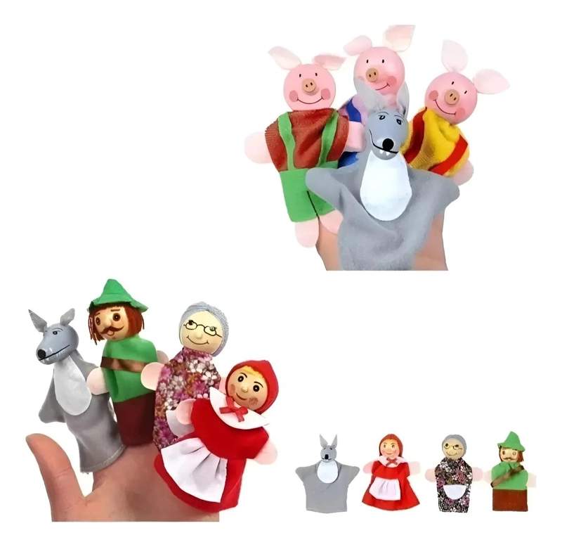 TITERES DE DEDO INFANTILES PARA CUENTOS 8 PIEZAS - 1