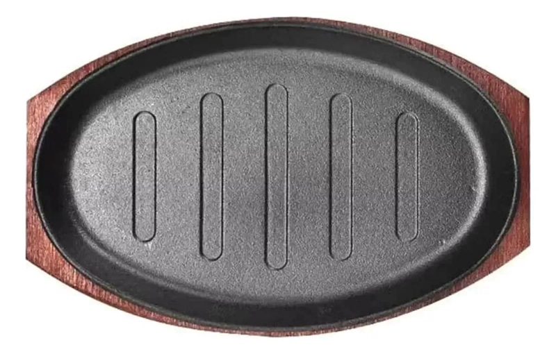 PLANCHA DE FIERRO FUNDIDO CON BASE DE MADERA 28 CM - 2