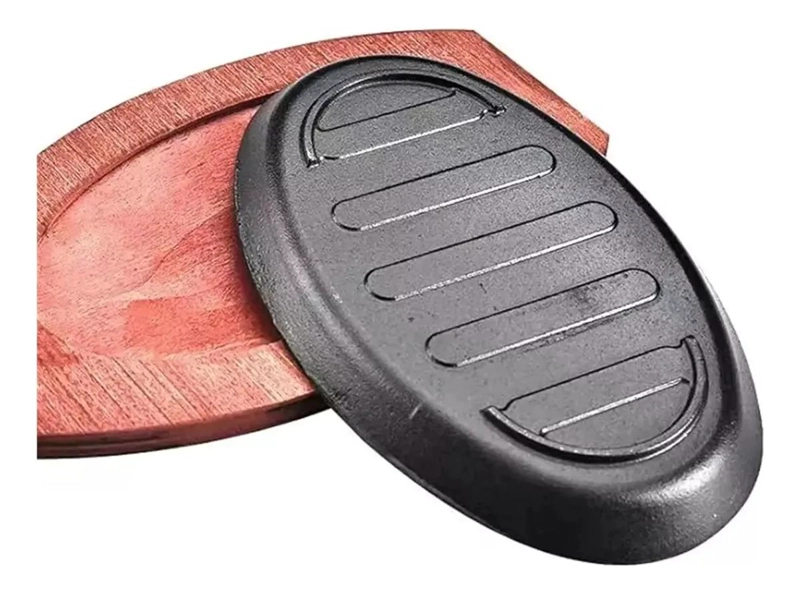 PLANCHA DE FIERRO FUNDIDO CON BASE DE MADERA 28 CM - 3