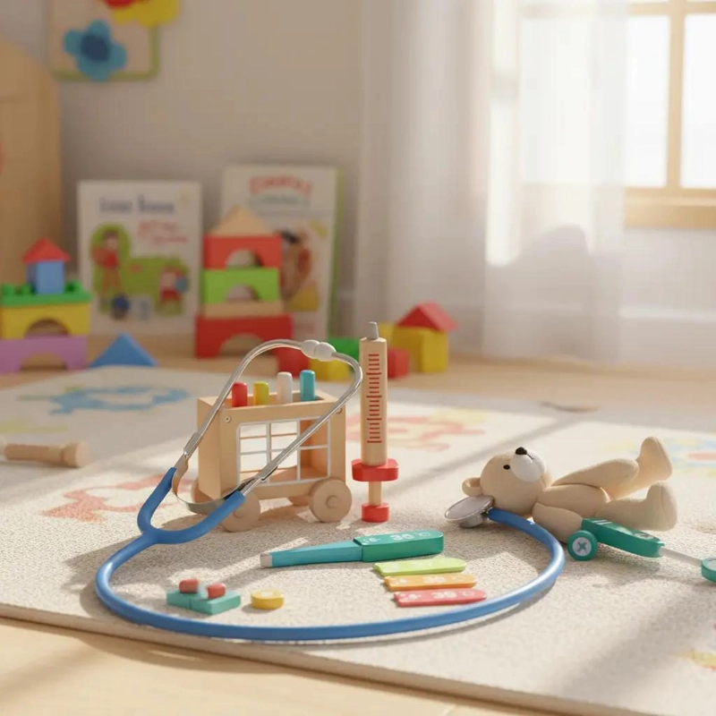 SET DE DOCTOR DE MADERA CON ESTETOSCOPIO PARA NIÑOS - 2