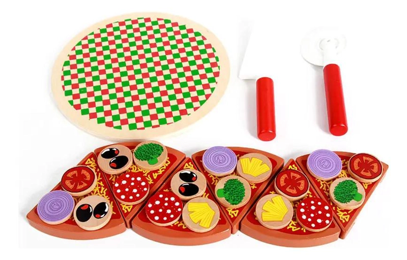 PIZZA DE MADERA PARA ARMAR Y CORTAR - 4