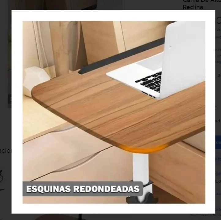 MESA PLEGABLE AJUSTABLE PARA LAPTOP CON RUEDAS Y ALTURA REGULABLE - 4