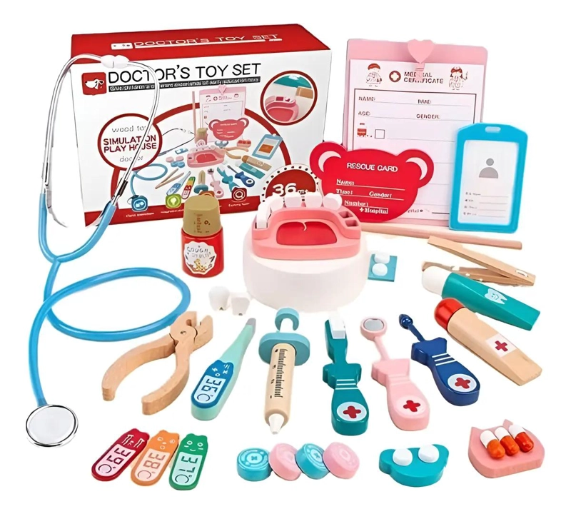 SET DE DOCTOR INFANTIL DE MADERA 26 PIEZAS - 1