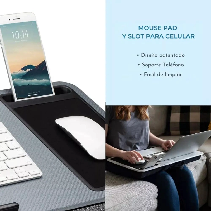 SOPORTE PARA NOTEBOOK CON BANDEJA PARA CELULAR Y MOUSE - 3