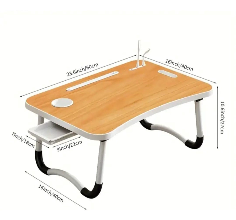 MESA PLEGABLE PORTATIL PARA NOTEBOOK CON USB Y POSAVASOS - 2