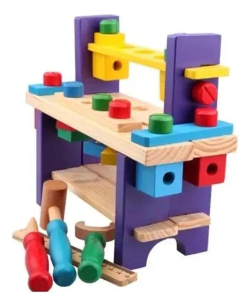 BANCO DE HERRAMIENTAS MONTESSORI DE MADERA PARA NIÑOS - 2
