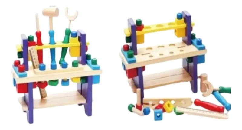 BANCO DE HERRAMIENTAS MONTESSORI DE MADERA PARA NIÑOS - 3