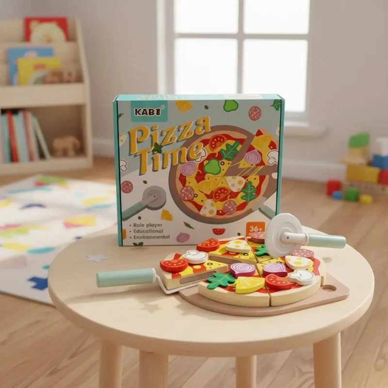 JUGUETE MONTESSORI PIZZA DE MADERA PARA NIÑOS - 1