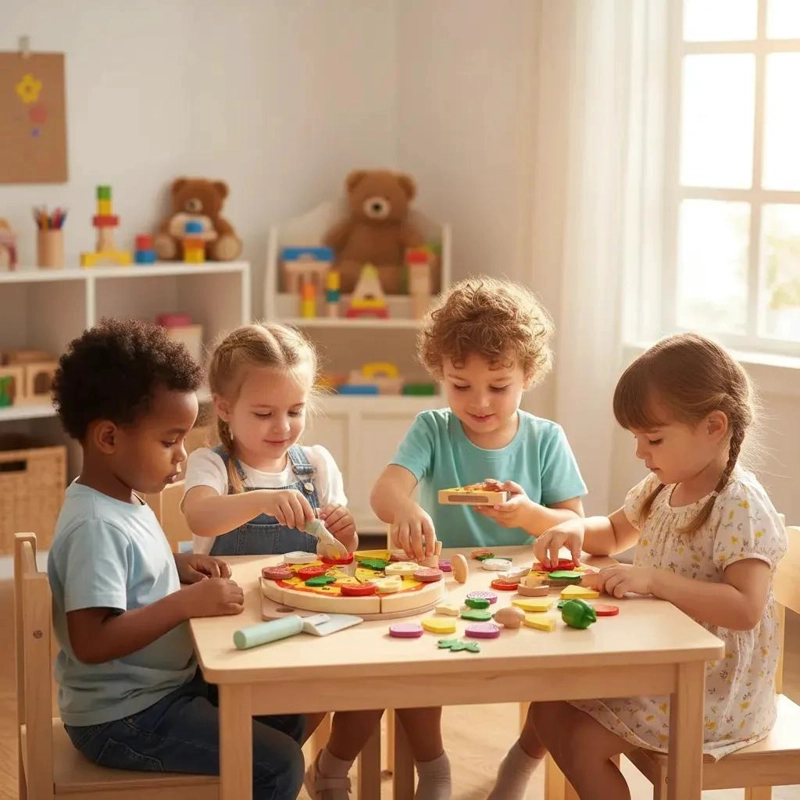 JUGUETE MONTESSORI PIZZA DE MADERA PARA NIÑOS - 3
