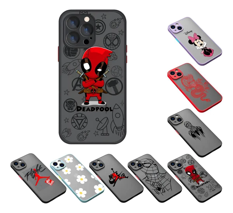 GENÉRICO CARCASAS PARA IPHONE COLOR MATE CON DISEÑOS VARIADOS