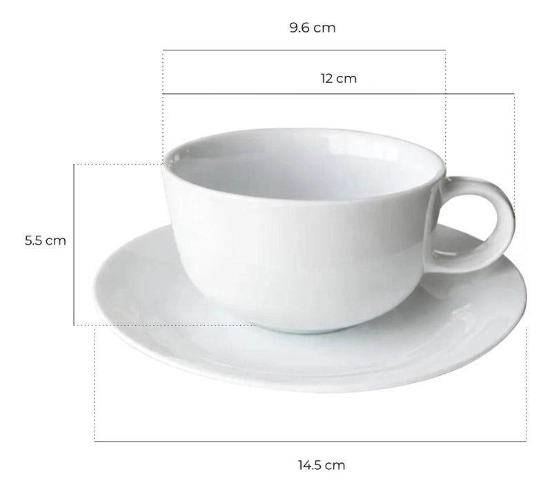 SET 6 PLATOS Y TAZAS DE PORCELANA 220 ML LINEA PADUA - 5