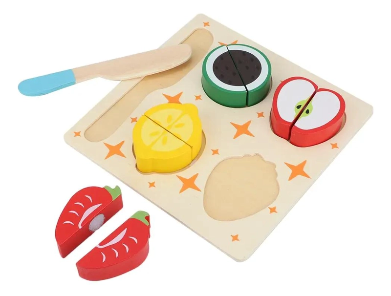 PACK 2 JUGUETES DIDACTICOS DE MADERA PARA CORTAR FRUTAS Y - 5