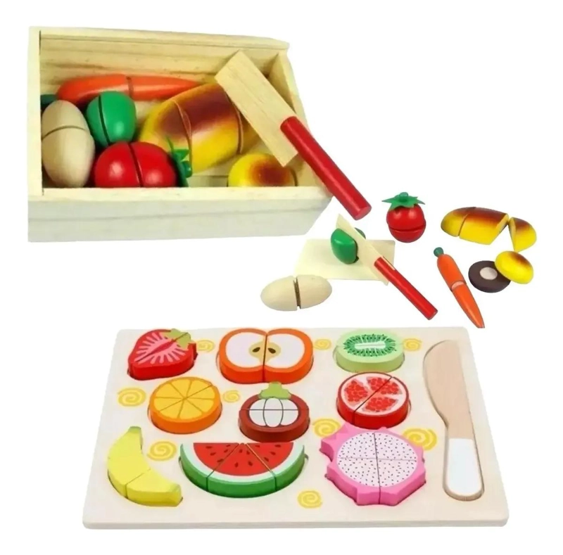 JUEGO DE CORTA FRUTAS Y VERDURAS DE MADERA CON VELCRO SET - 1