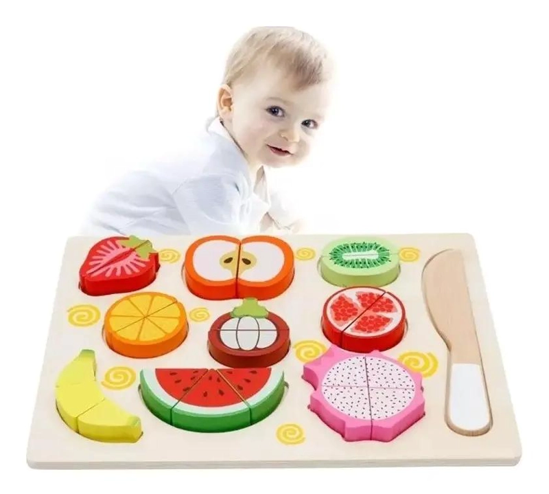 JUEGO DE CORTA FRUTAS Y VERDURAS DE MADERA CON VELCRO SET - 2
