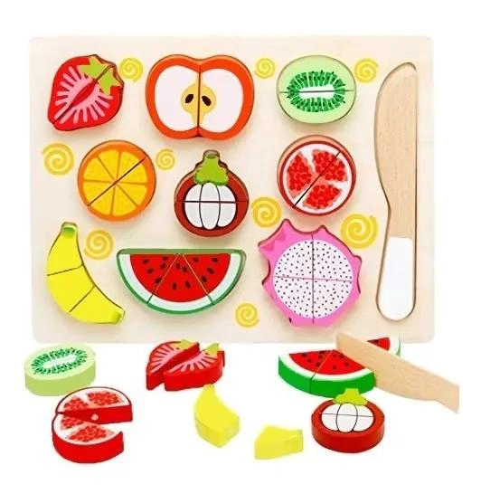 JUEGO DE CORTA FRUTAS Y VERDURAS DE MADERA CON VELCRO SET - 3