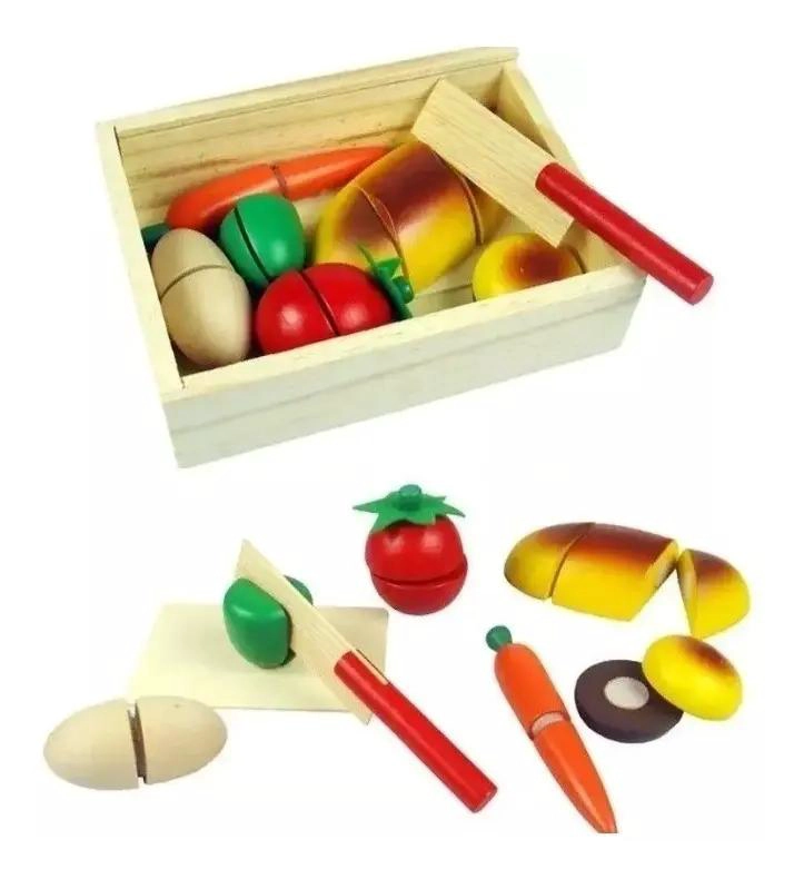 JUEGO DE CORTA FRUTAS Y VERDURAS DE MADERA CON VELCRO SET - 4