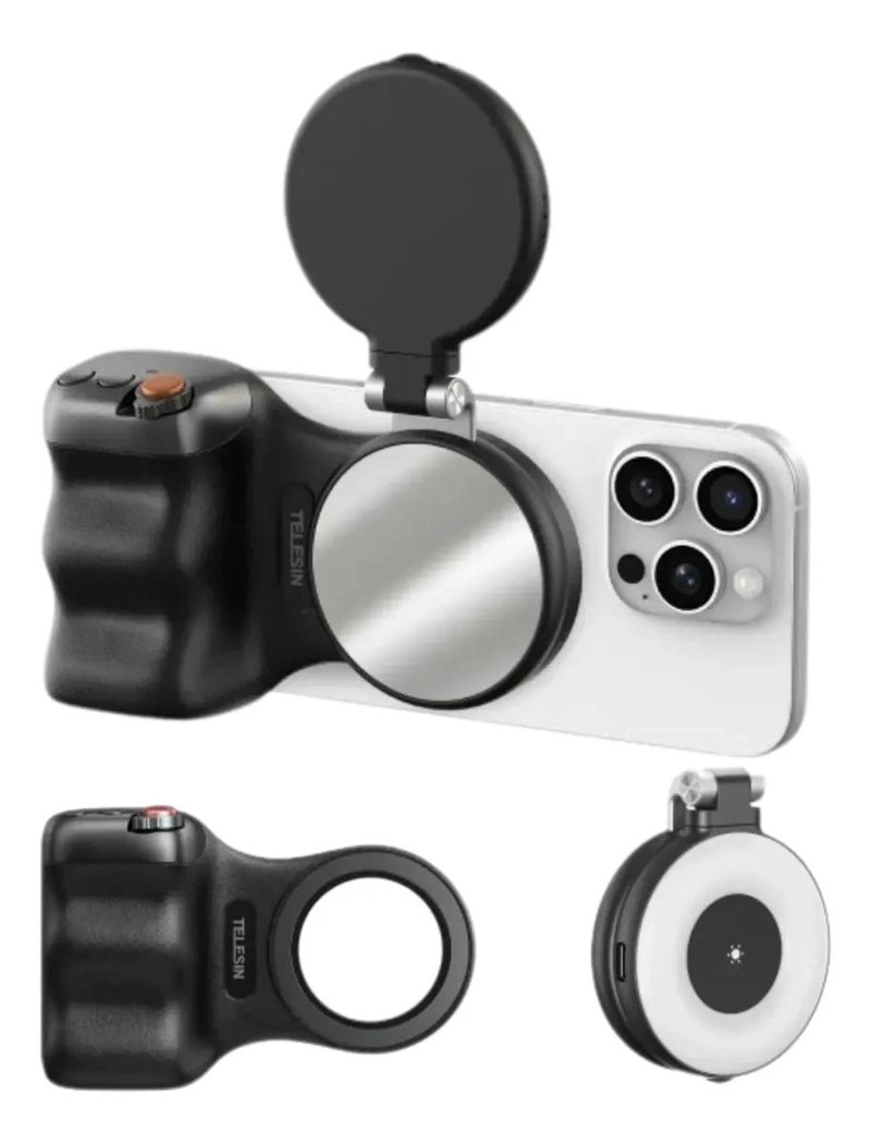 GENÉRICO KIT GRIP MAGSAFE CON LUZ LED PARA SMARTPHONE NEGRO
