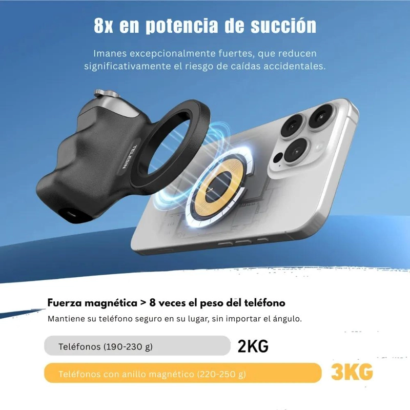 KIT GRIP MAGSAFE CON LUZ LED PARA SMARTPHONE NEGRO - 2
