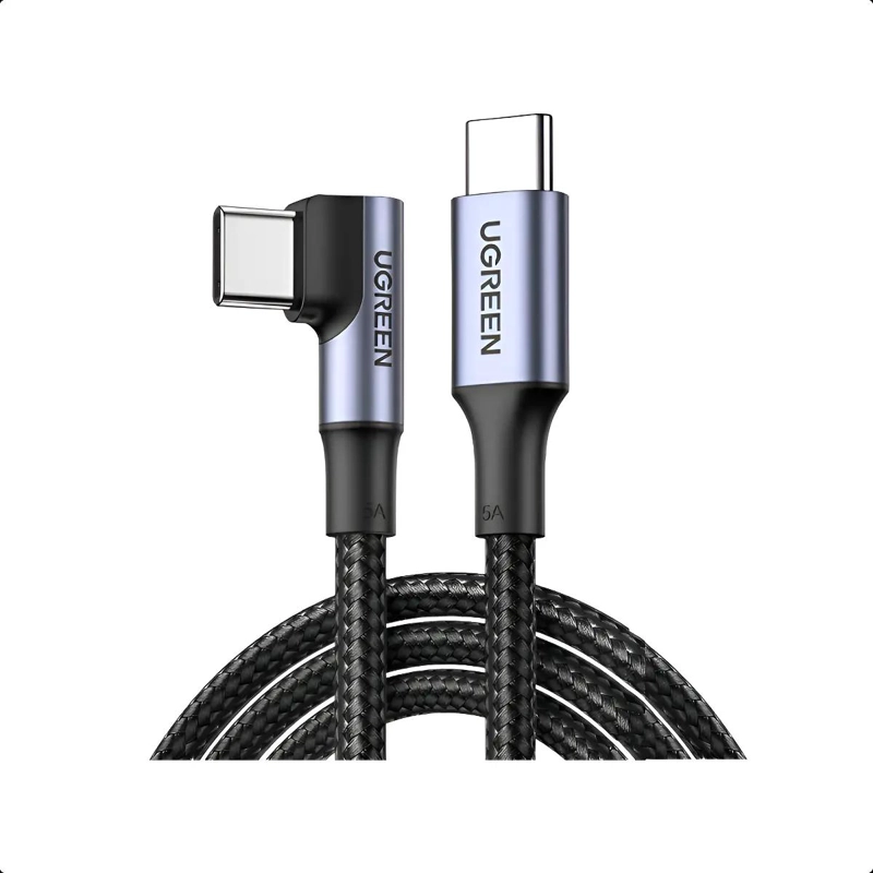 GENÉRICO CABLE USB-C A USB-C 90° 1 METRO 100W REFORZADO