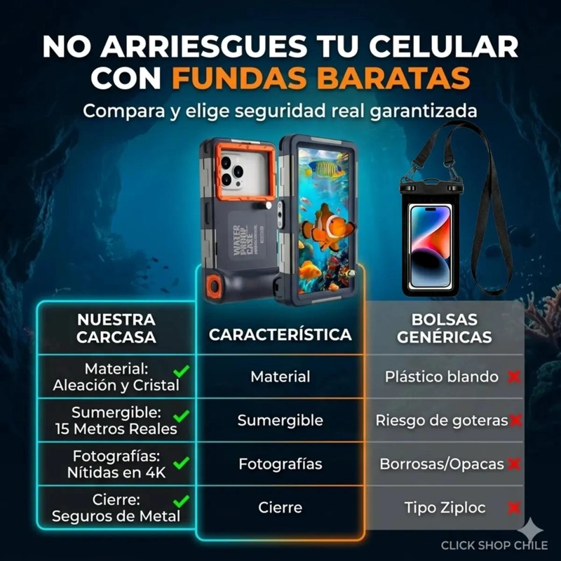 CARCASA IMPERMEABLE SUMERGIBLE PARA IPHONE - 5