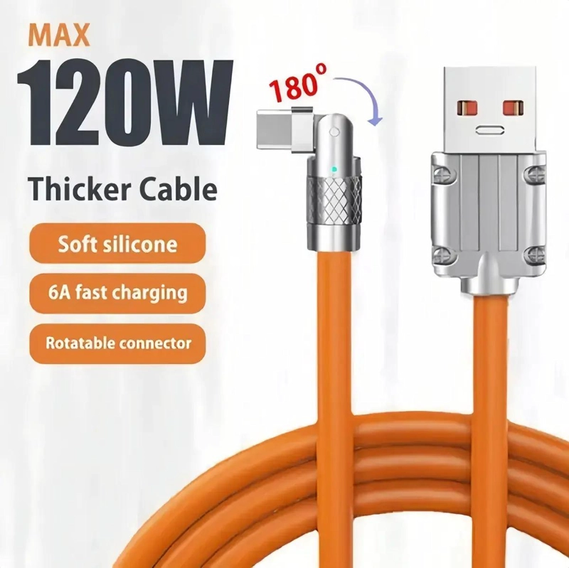 CABLE USB A A TIPO C 120W CARGA RAPIDA 180° - 5