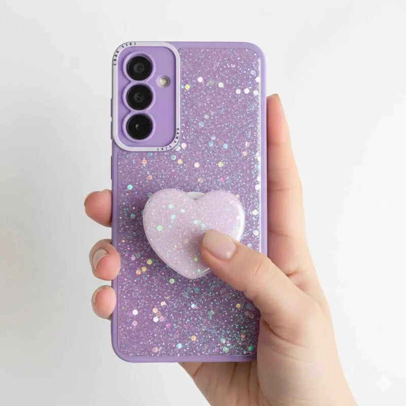 CARCASA BRILLANTE PARA SAMSUNG A17 CON POP SOCKET - 3