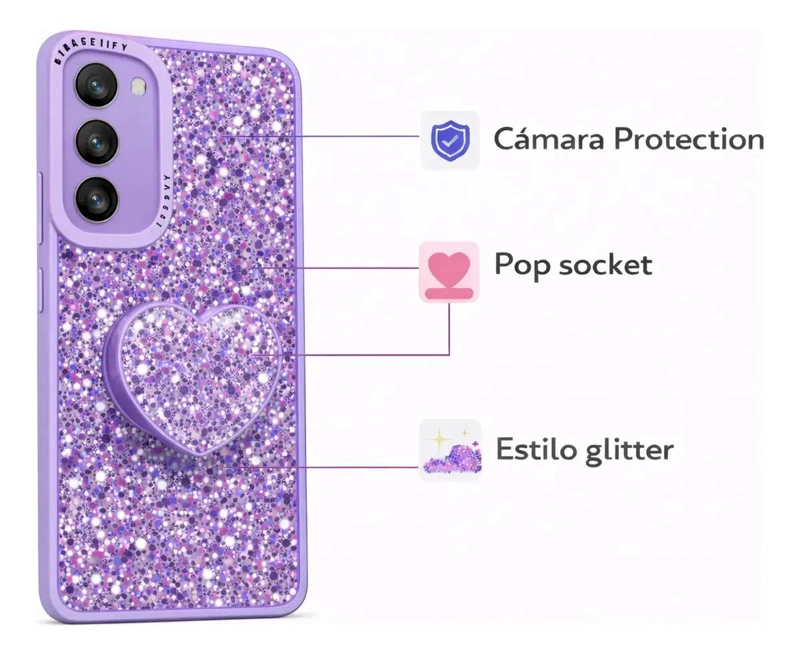 CARCASA BRILLANTE PARA SAMSUNG A17 CON POP SOCKET - 5