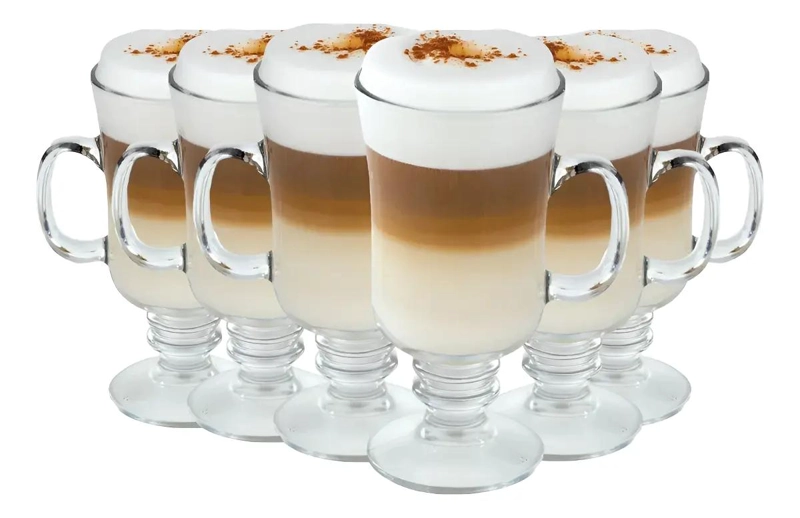 SET 6 TAZAS DE VIDRIO 250ML PARA CAFE  Y TE - 1