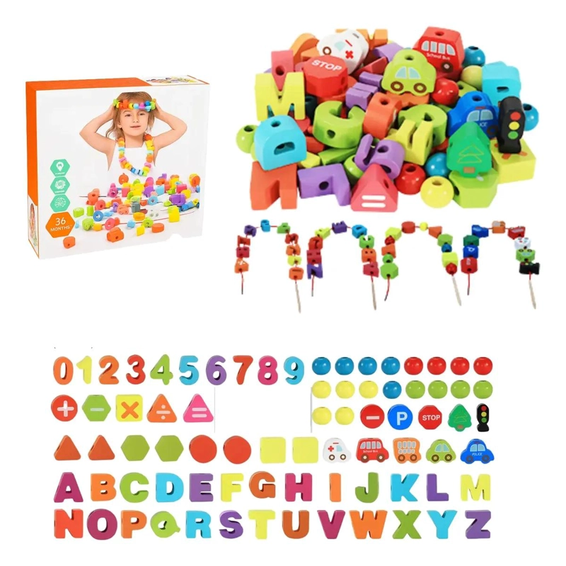 JUEGO DIDACTICO ENHEBRAR MONTESSORI 81 PIEZAS - 1