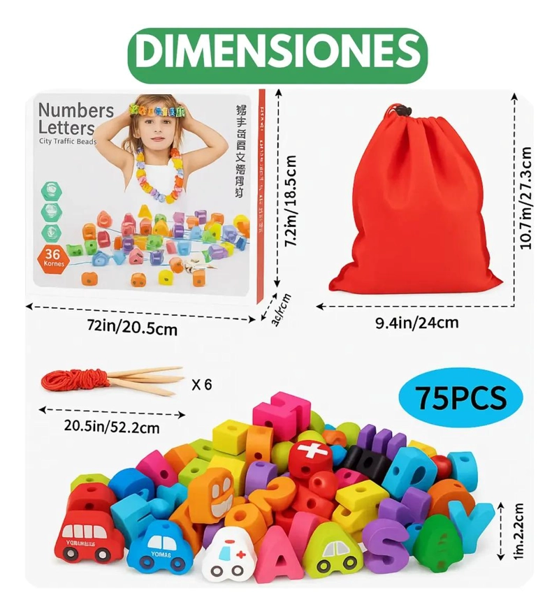 JUEGO DIDACTICO ENHEBRAR MONTESSORI 81 PIEZAS - 3