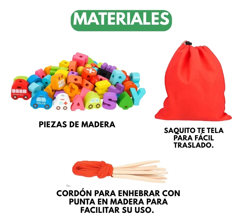 JUEGO DIDACTICO ENHEBRAR MONTESSORI 81 PIEZAS - 4