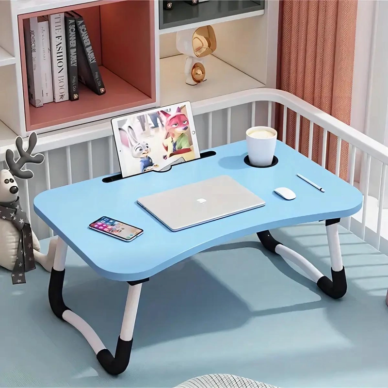 MESA PLEGABLE DE MADERA PORTATIL CON SOPORTE AJUSTABLE - 3