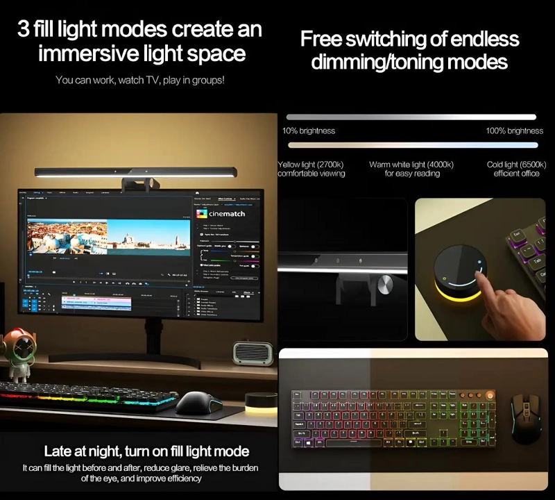 BARRA DE LUZ LED RGB PARA MONITOR CON CONTROL INALAMBRICO - 4