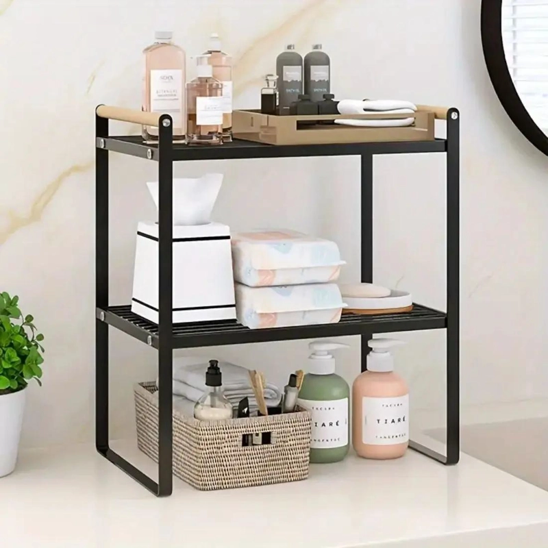 ESTANTE ORGANIZADOR DE COCINA CON 2 REPISAS DE ACERO 34CM - 3