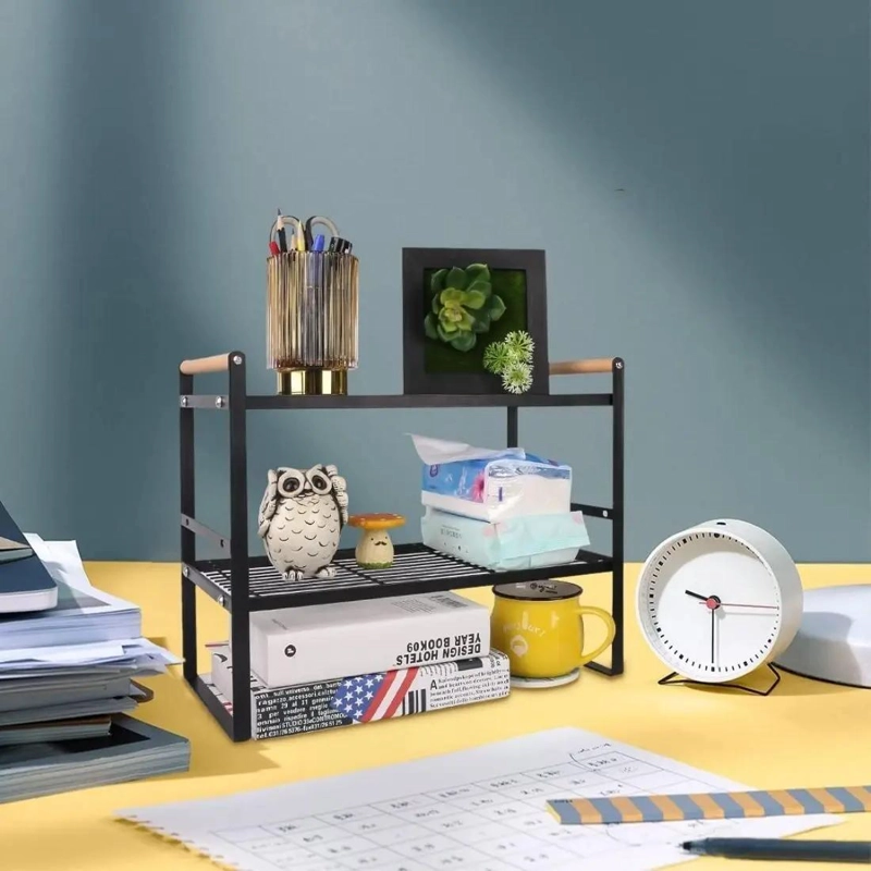ESTANTE ORGANIZADOR DE COCINA CON 2 REPISAS DE ACERO 34CM - 4