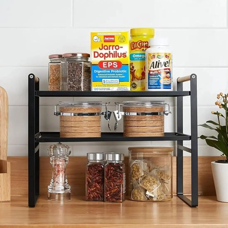 ESTANTE ORGANIZADOR DE COCINA CON 2 REPISAS DE ACERO 34CM - 5