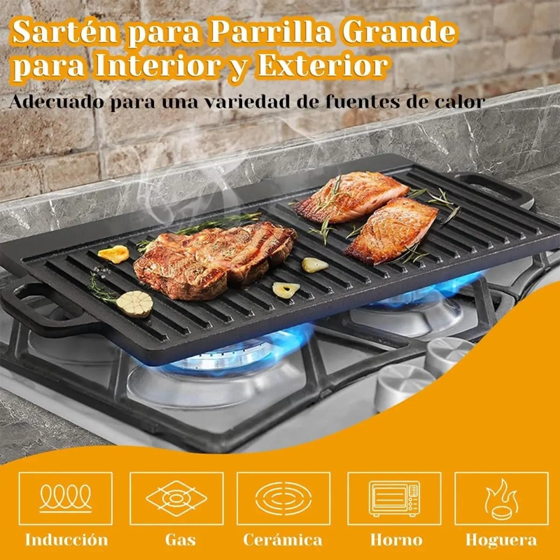 PLANCHA DE HIERRO FUNDIDO PARA CHURRASQUERA BBQ 50 CM - 3