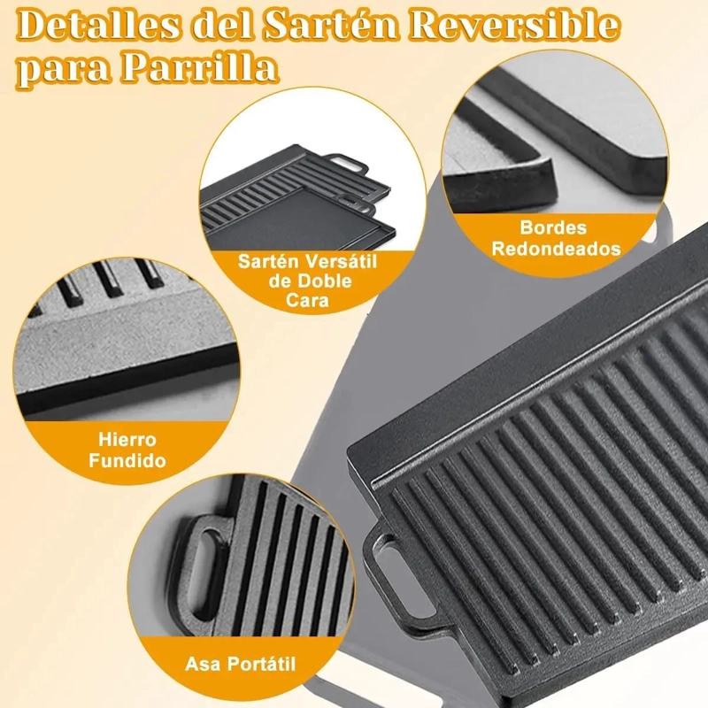 PLANCHA DE HIERRO FUNDIDO PARA CHURRASQUERA BBQ 50 CM - 5