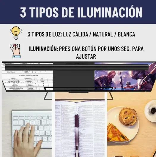 BARRA DE LUZ LED USB PARA MONITOR CON 3 TONOS DE LUZ - 4