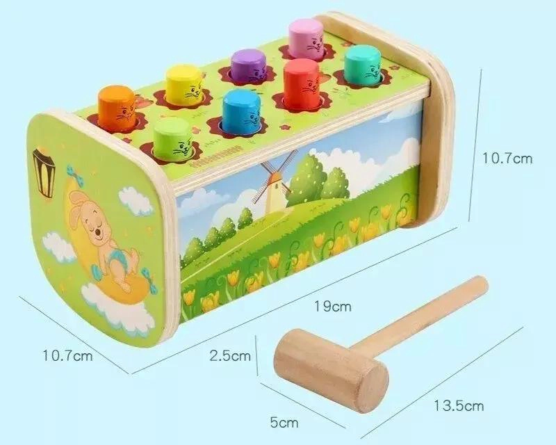 JUGUETE DIDACTICO DE MADERA PEGA TOPO CON MARTILLO - 5