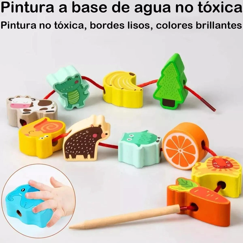 JUEGO MONTESSORI DE ENHEBRAR 42 PIEZAS PARA NIÑOS - 4
